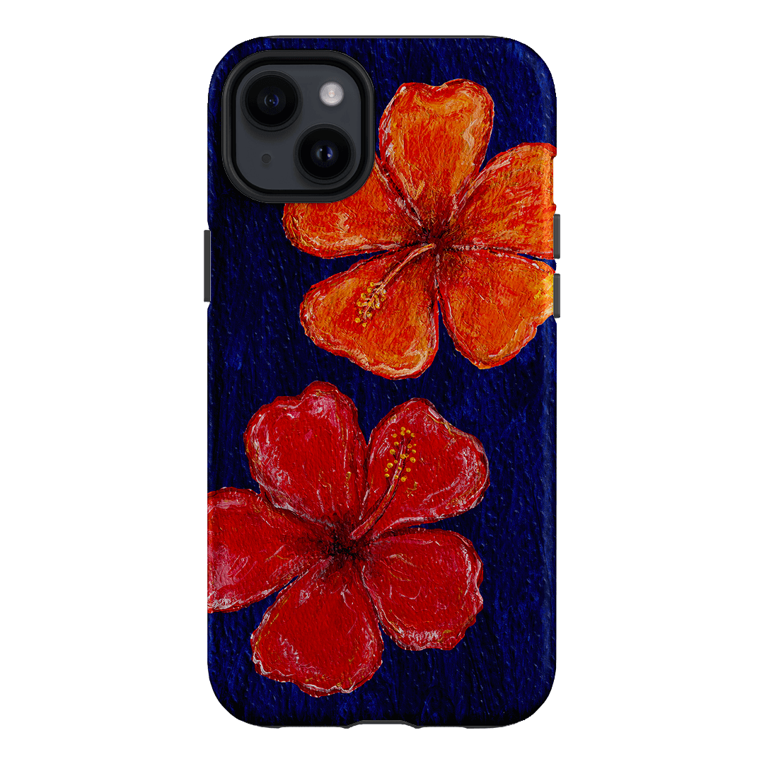 Hibiscus Flower Deep Blue Printed Phone Cases iPhone 14 Plus / Armoured by BG. Studio - The Dairy