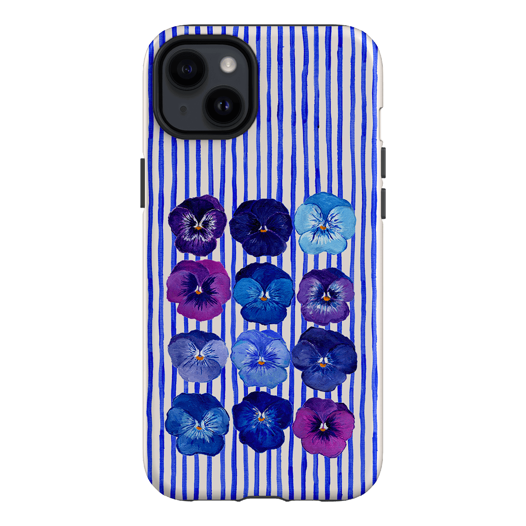 Striped Pansies Printed Phone Cases iPhone 14 Plus / Armoured by Kayla Henley - The Dairy