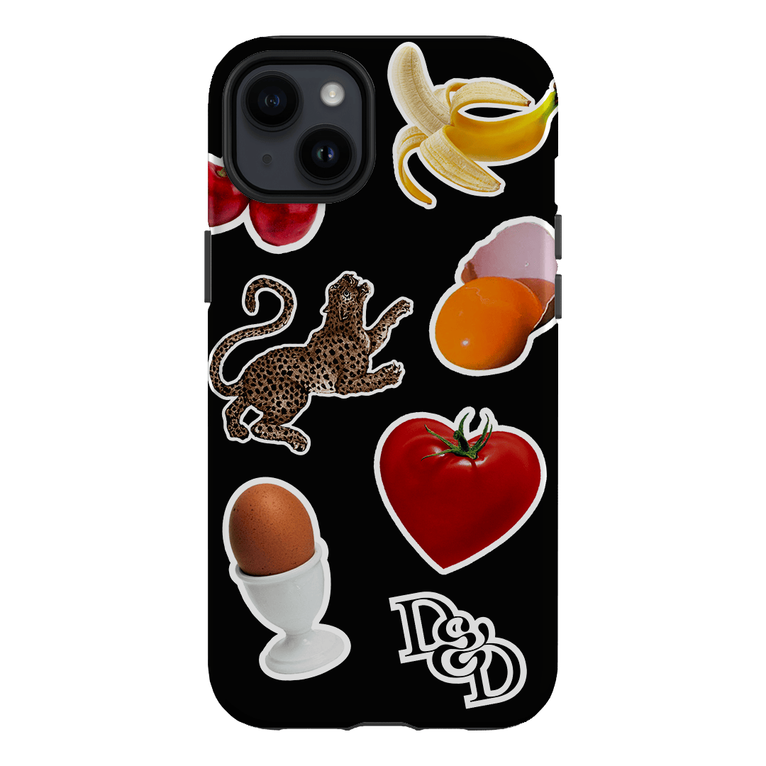 Sunday Stickers Black Printed Phone Cases iPhone 14 Plus / Armoured by Desmond & Dempsey - The Dairy