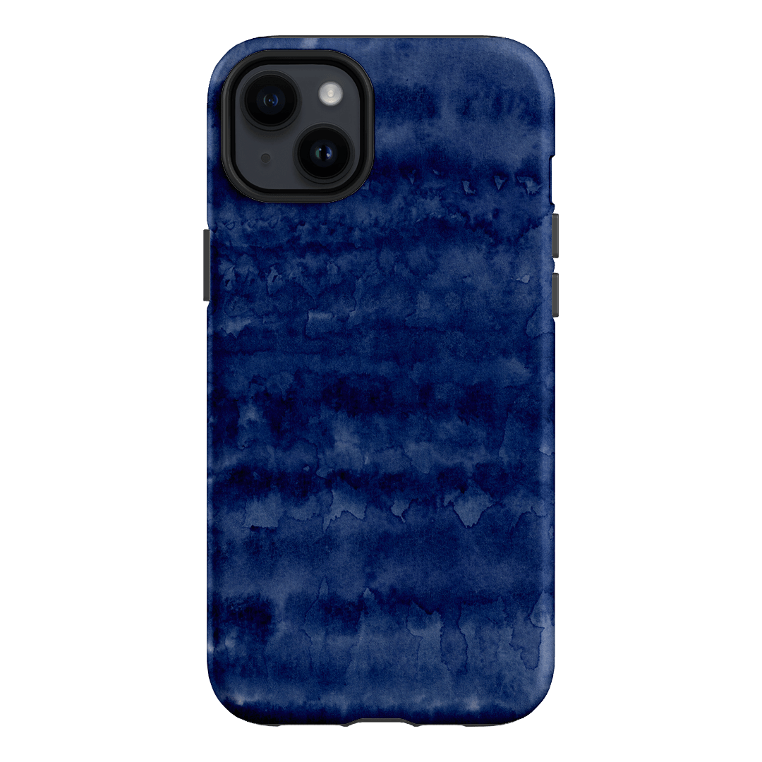 Watercolour Stripes Navy Printed Phone Cases iPhone 14 Plus / Armoured by The Dairy - The Dairy
