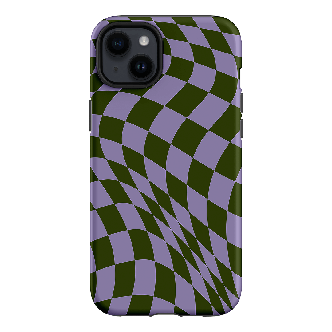 Wavy Check Forest on Lilac Matte Case Matte Phone Cases iPhone 14 Plus / Armoured by The Dairy - The Dairy
