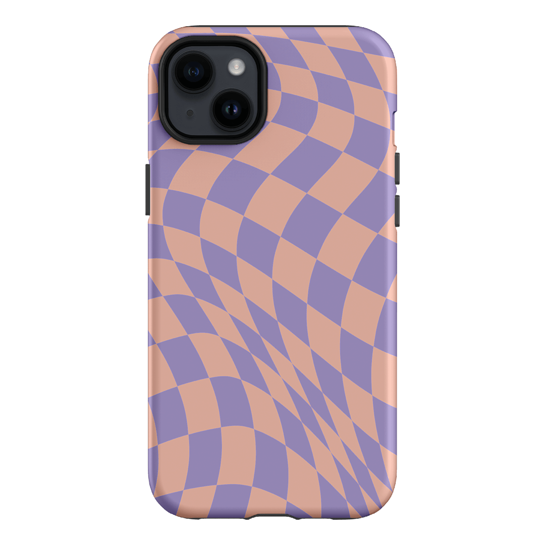 Wavy Check Lilac on Blush Matte Case Matte Phone Cases iPhone 14 Plus / Armoured by The Dairy - The Dairy