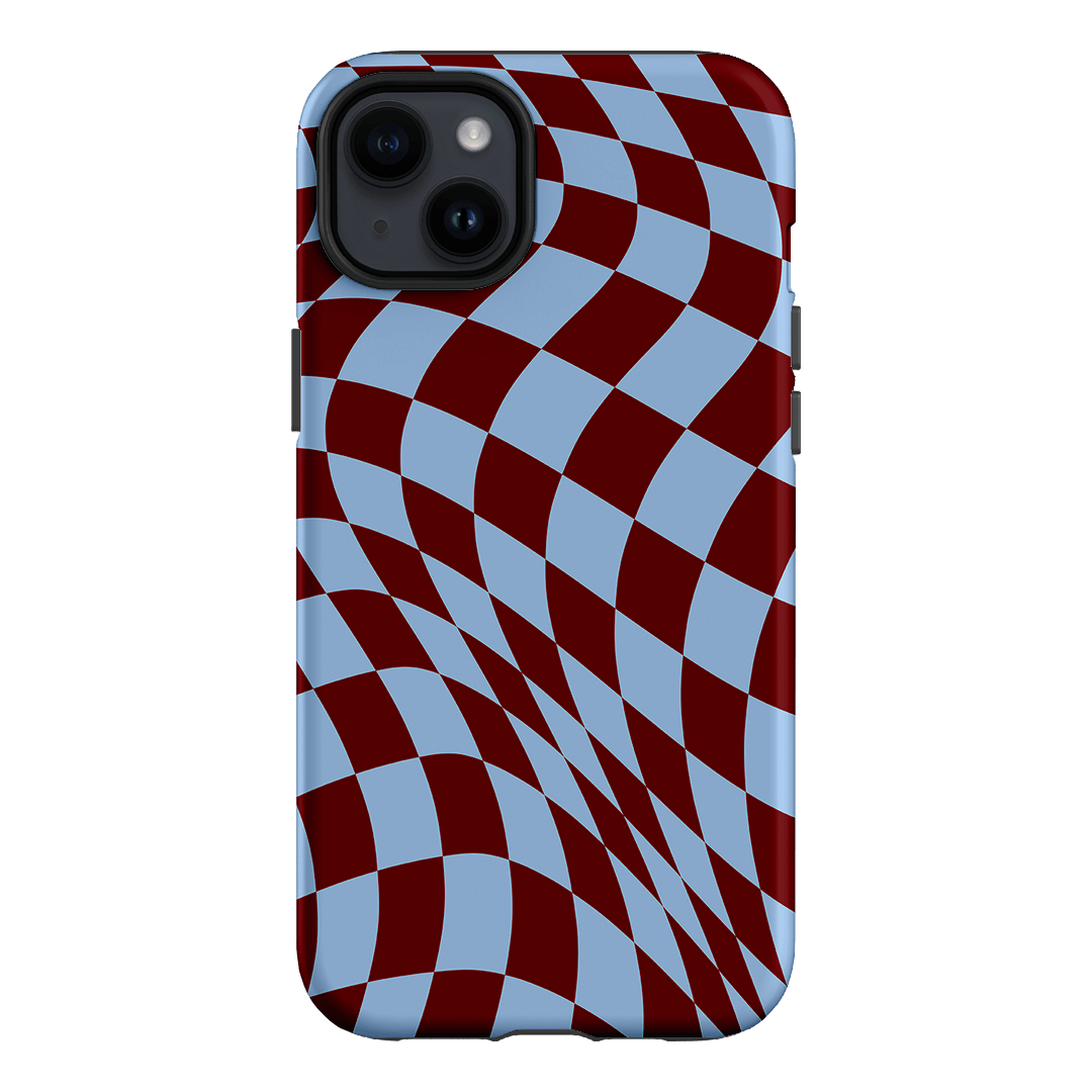 Wavy Check Sky on Maroon Matte Case Matte Phone Cases by The Dairy - The Dairy