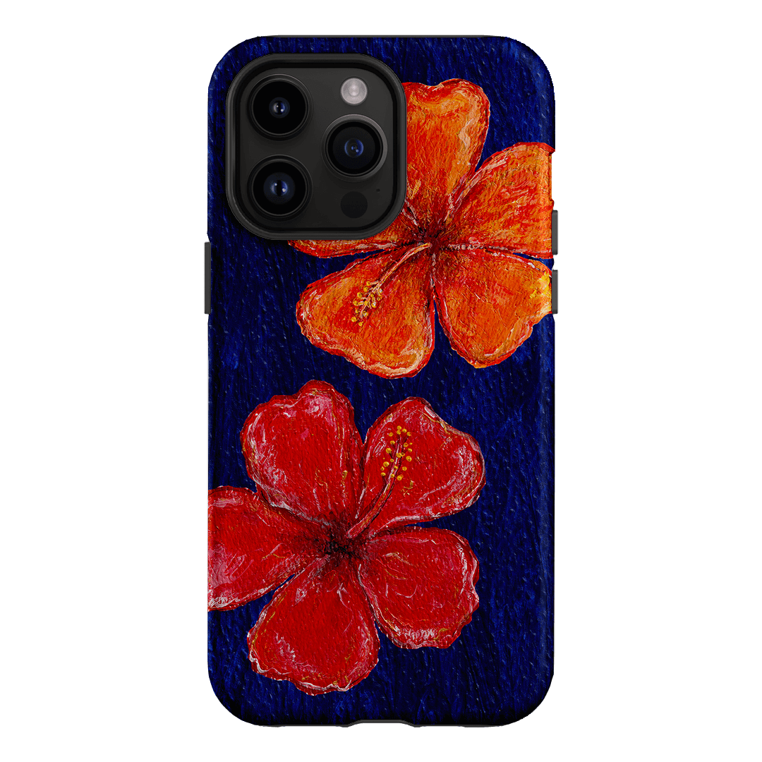 Hibiscus Flower Deep Blue Printed Phone Cases iPhone 14 Pro Max / Armoured by BG. Studio - The Dairy