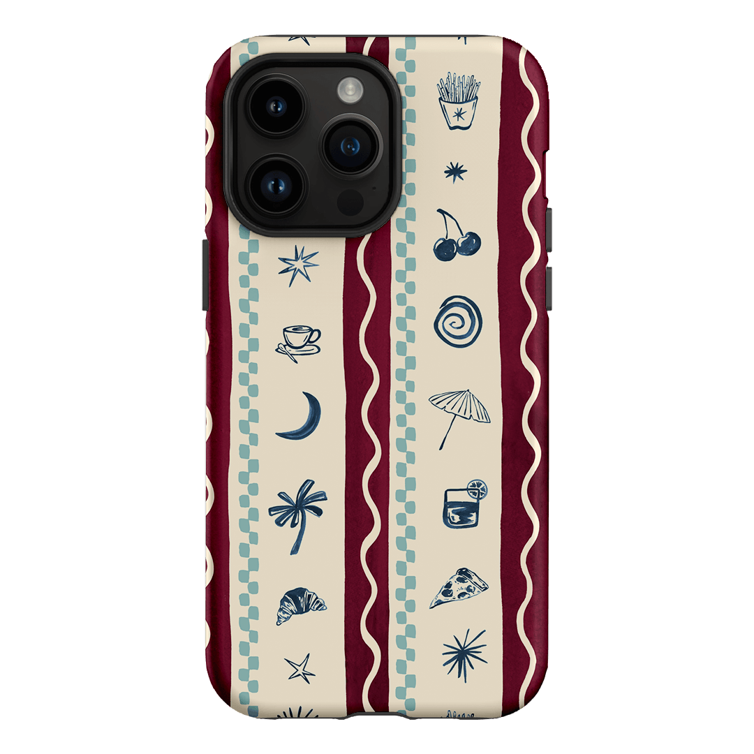 Summer Snacks Burgundy Printed Phone Cases iPhone 14 Pro Max / Armoured by Charlie Taylor - The Dairy