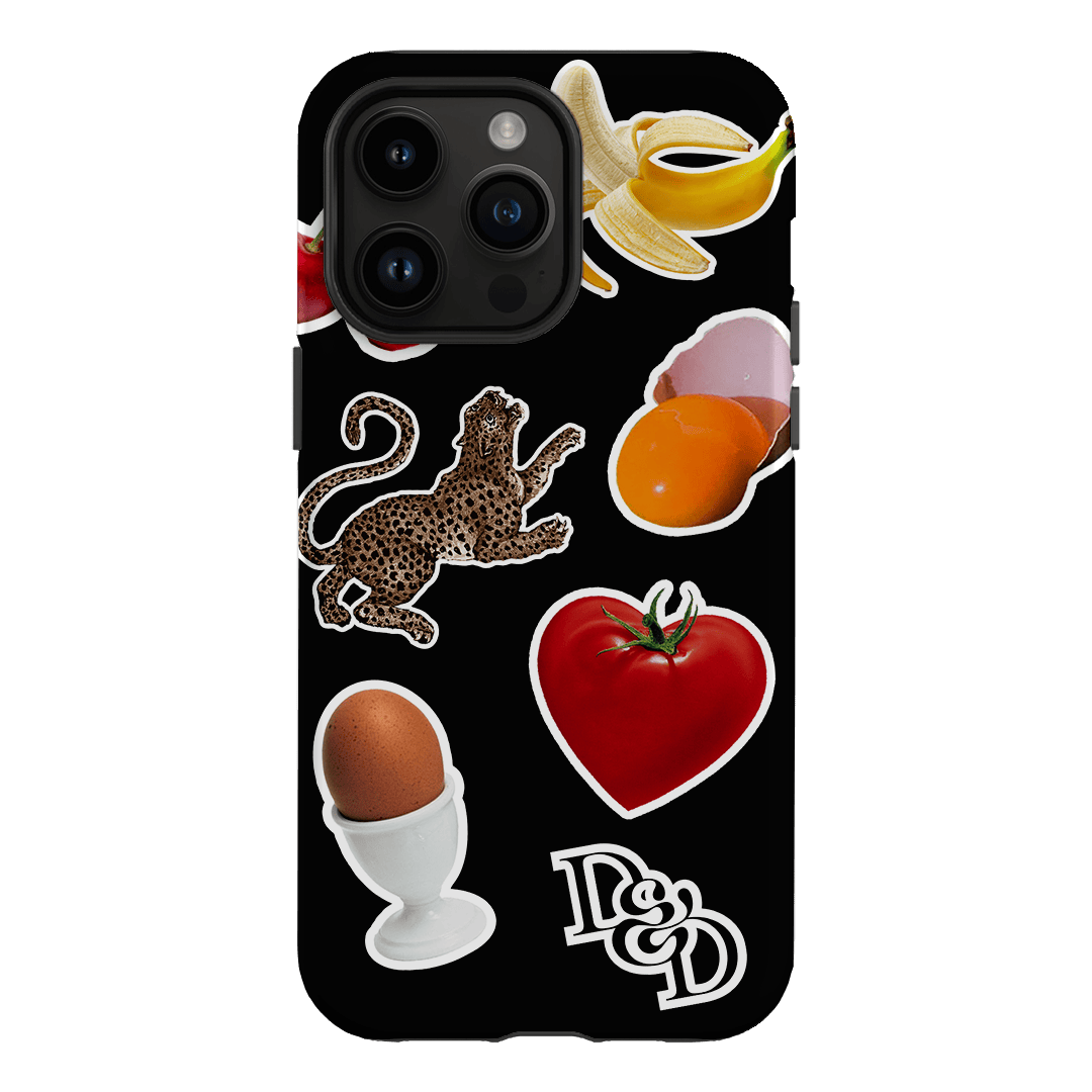 Sunday Stickers Black Printed Phone Cases iPhone 14 Pro Max / Armoured by Desmond & Dempsey - The Dairy