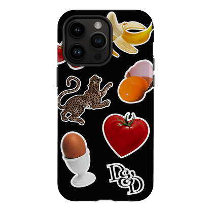 Sunday Stickers Black Printed Phone Cases iPhone 14 Pro Max / Armoured by Desmond & Dempsey - The Dairy