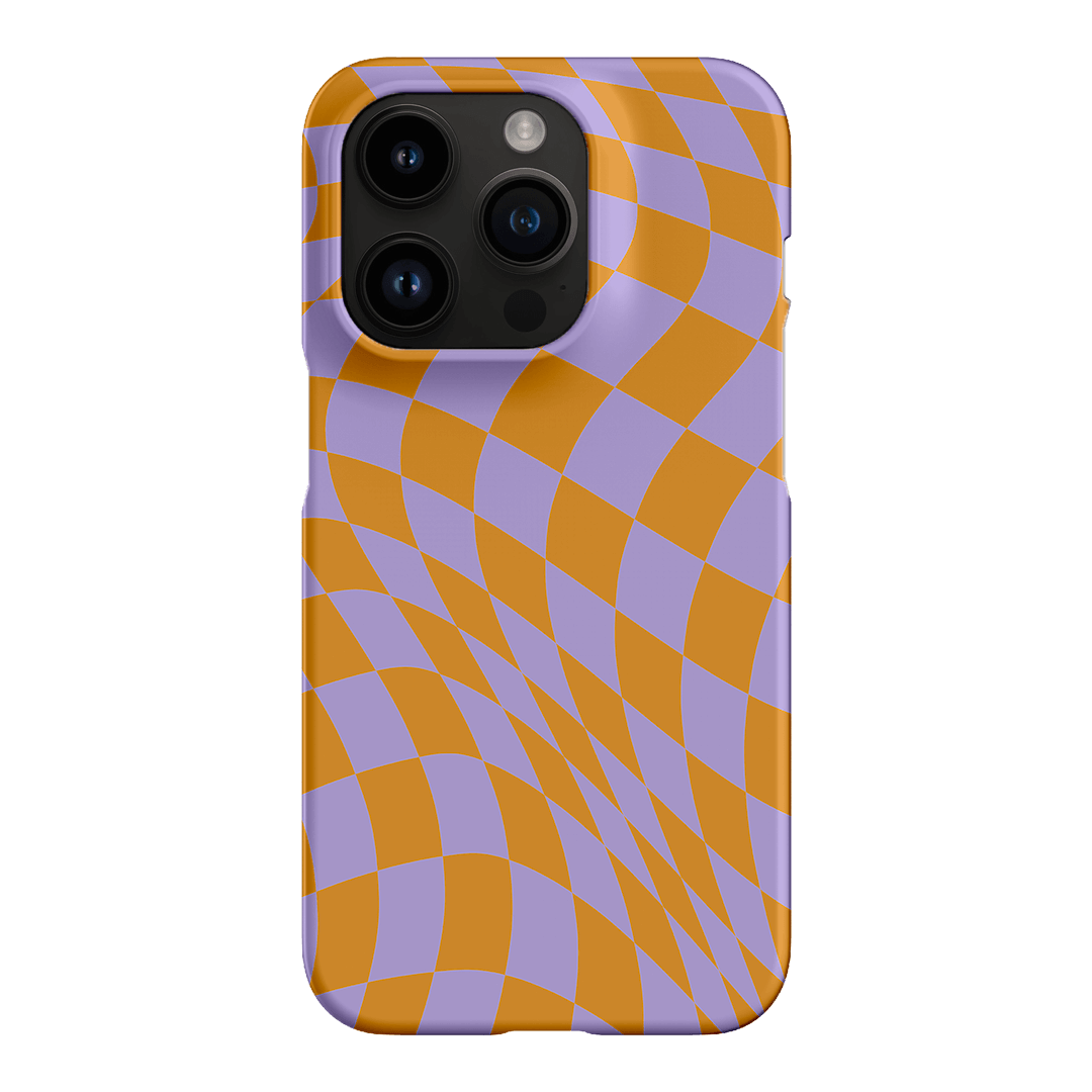 Wavy Check Orange on Lilac Matte Case Matte Phone Cases iPhone 14 Pro / Snap by The Dairy - The Dairy