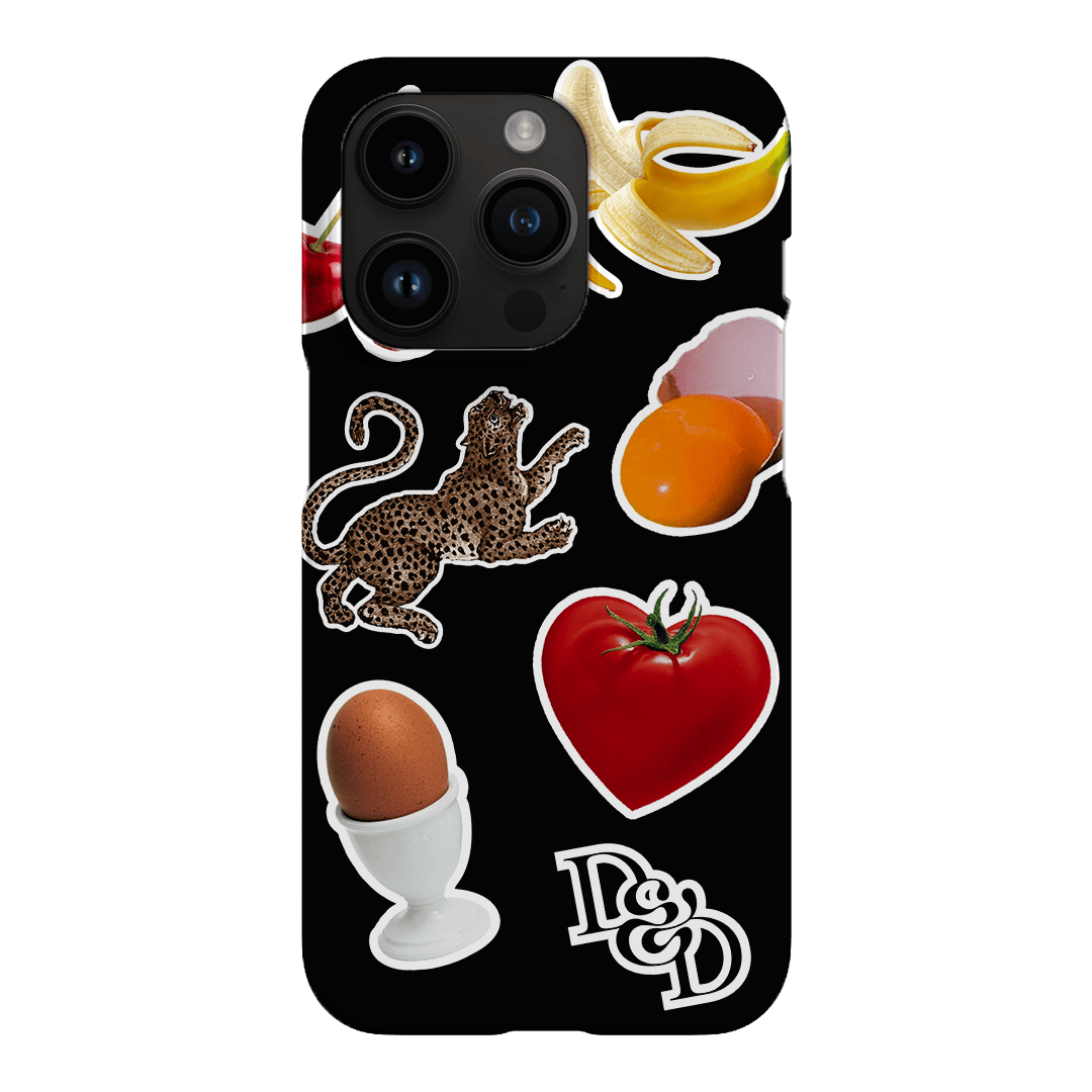 Sunday Stickers Black Printed Phone Cases iPhone 14 Pro / Snap by Desmond & Dempsey - The Dairy