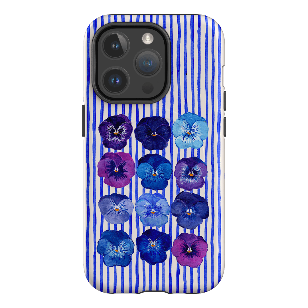 Striped Pansies Printed Phone Cases iPhone 14 Pro / Armoured MagSafe by Kayla Henley - The Dairy