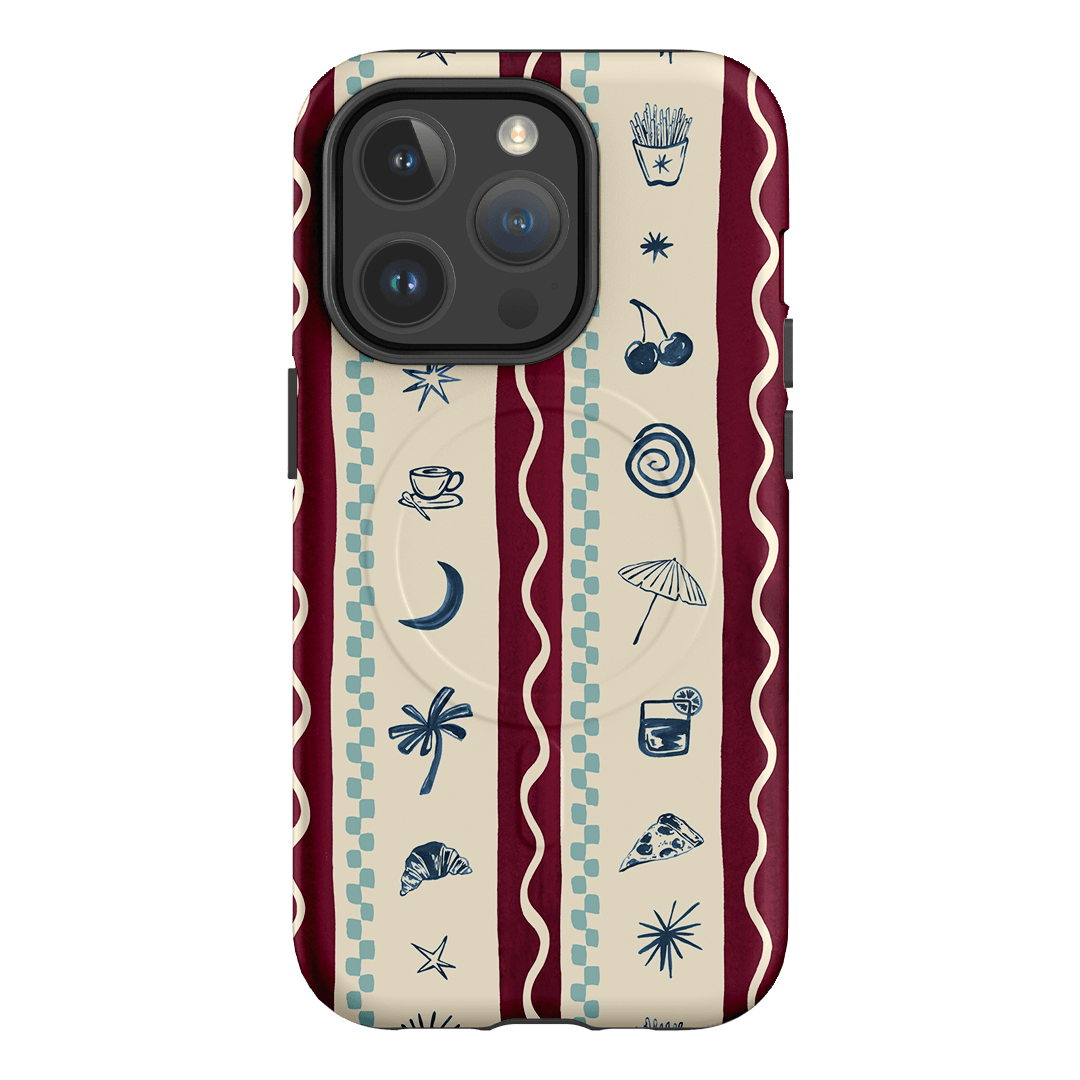 Summer Snacks Burgundy Printed Phone Cases iPhone 14 Pro / Armoured MagSafe by Charlie Taylor - The Dairy