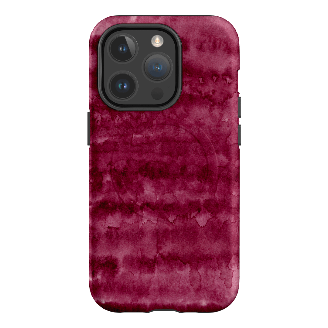 Watercolour Stripes Burgundy Printed Phone Cases iPhone 14 Pro / Armoured MagSafe by The Dairy - The Dairy