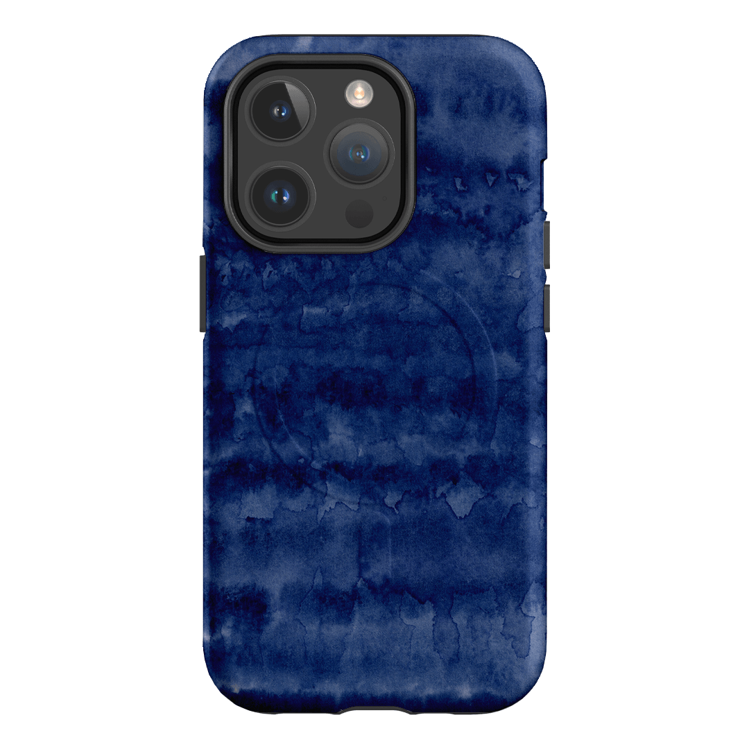 Watercolour Stripes Navy Printed Phone Cases iPhone 14 Pro / Armoured MagSafe by The Dairy - The Dairy