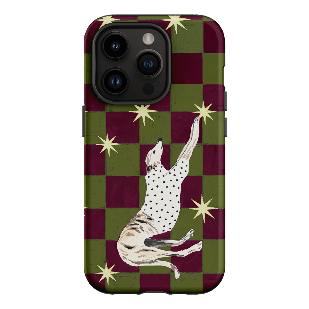 Check Greyhound Green Printed Phone Cases iPhone 14 Pro / Armoured by Lisa Hu - The Dairy