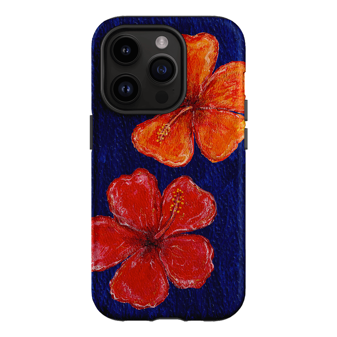 Hibiscus Flower Deep Blue Printed Phone Cases iPhone 14 Pro / Armoured by BG. Studio - The Dairy
