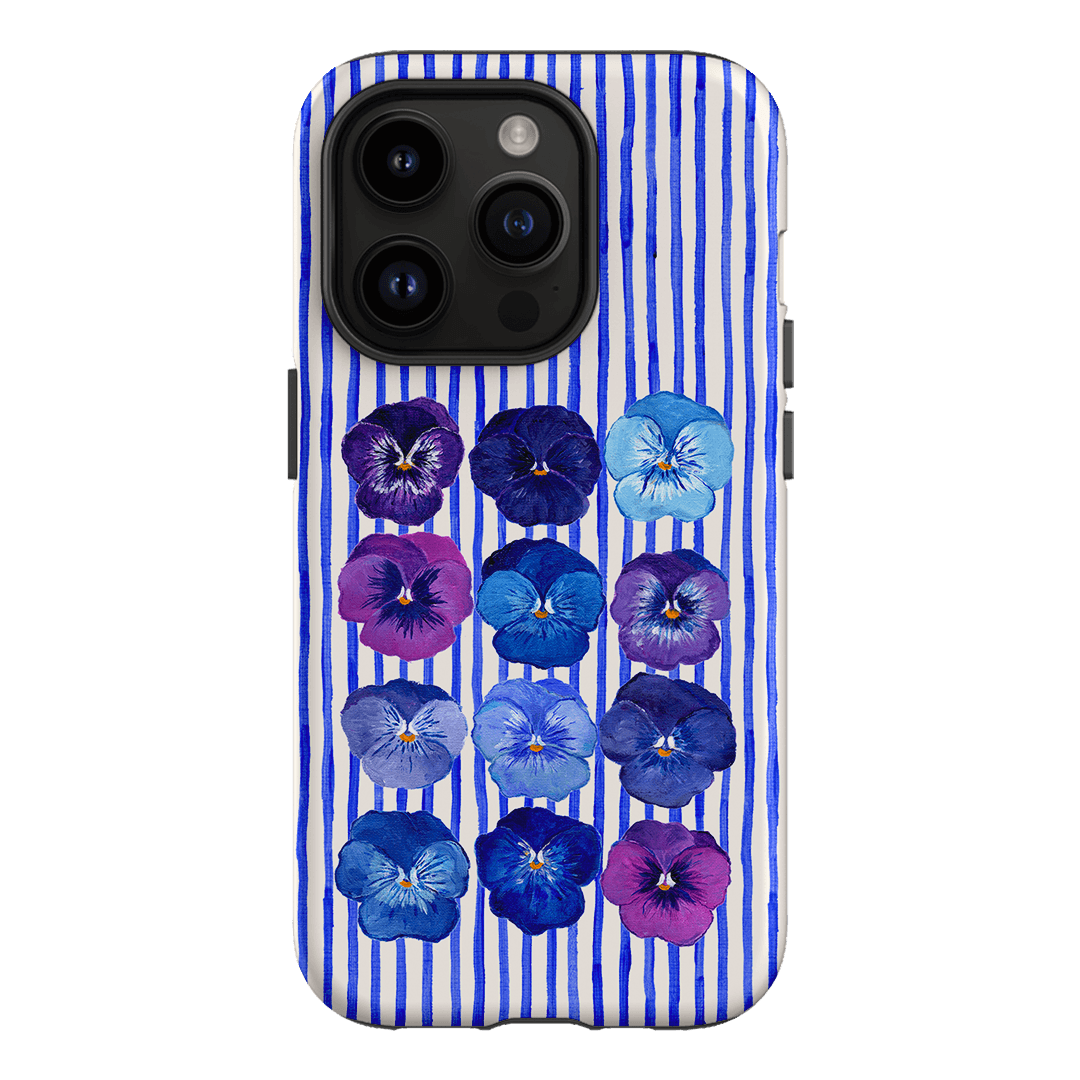 Striped Pansies Printed Phone Cases iPhone 14 Pro / Armoured by Kayla Henley - The Dairy