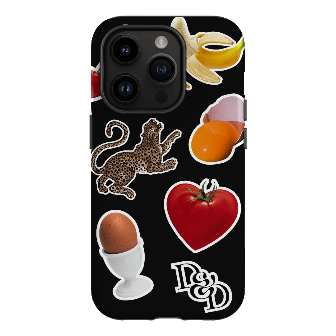 Sunday Stickers Black Printed Phone Cases iPhone 14 Pro / Armoured by Desmond & Dempsey - The Dairy
