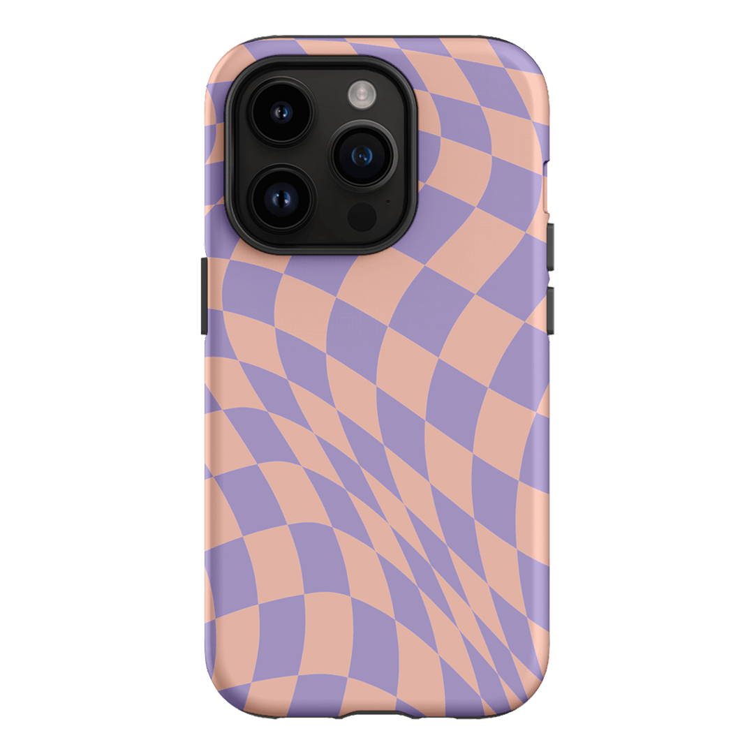 Wavy Check Lilac on Blush Matte Case Matte Phone Cases iPhone 14 Pro / Armoured by The Dairy - The Dairy