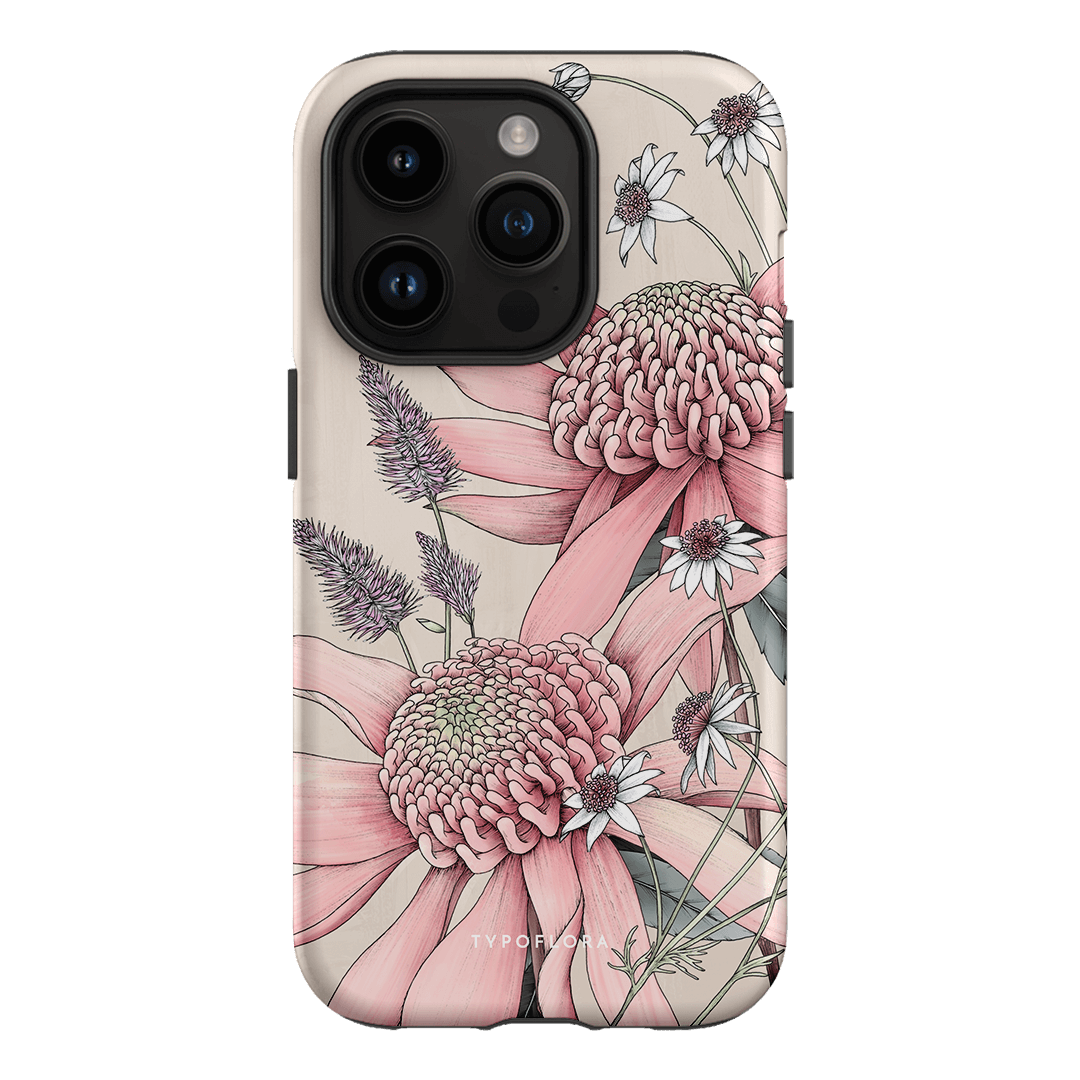Pink Waratah Printed Phone Cases iPhone 14 Pro / Armoured by Typoflora - The Dairy