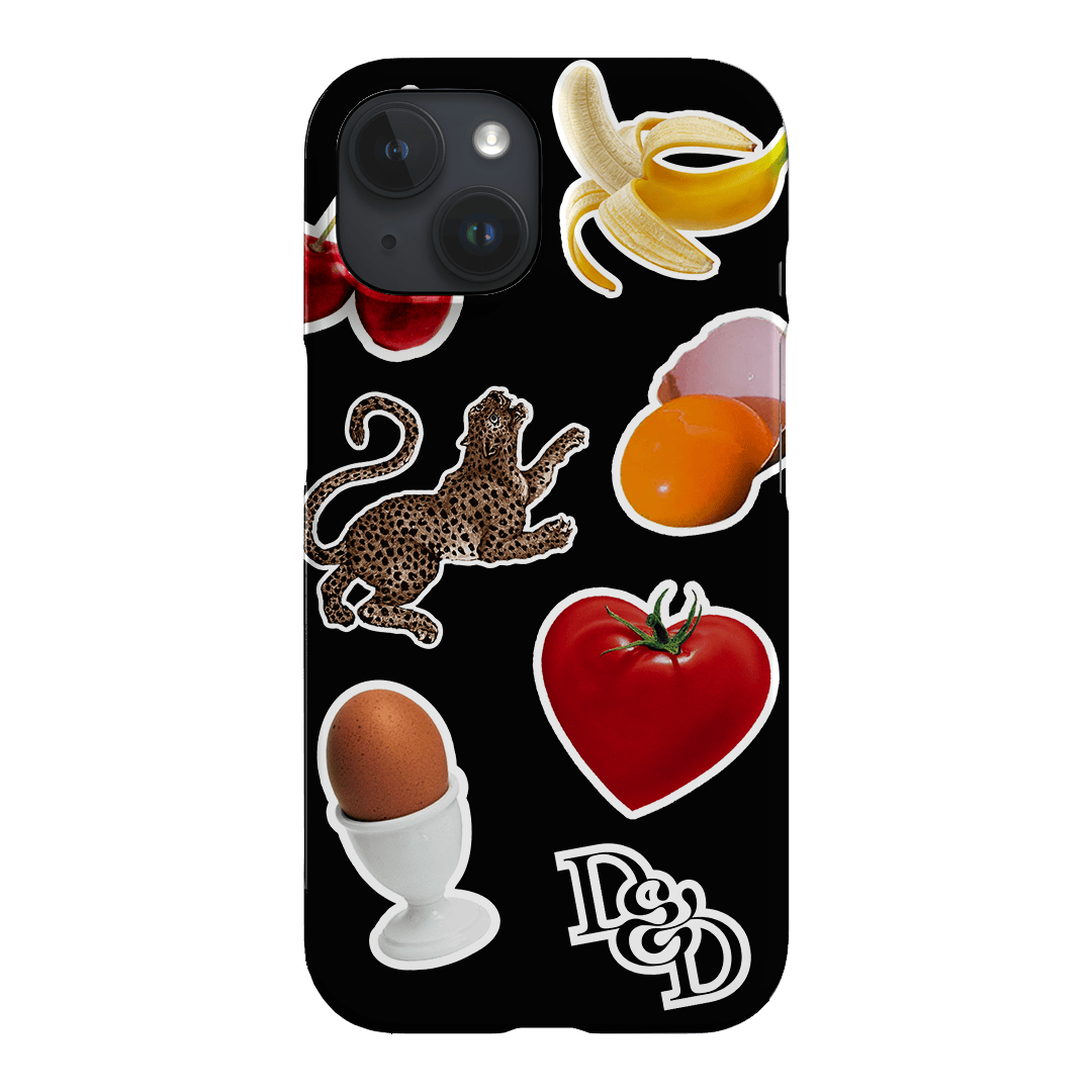 Sunday Stickers Black Printed Phone Cases iPhone 15 / Snap by Desmond & Dempsey - The Dairy