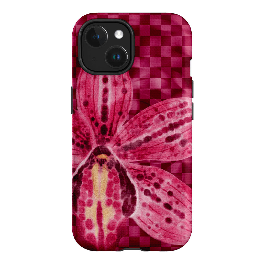 Check Orchid Printed Phone Cases iPhone 15 / Armoured MagSafe by Sally Hungerford - The Dairy
