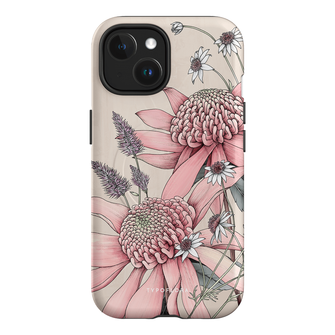 Pink Waratah Printed Phone Cases iPhone 15 / Armoured MagSafe by Typoflora - The Dairy