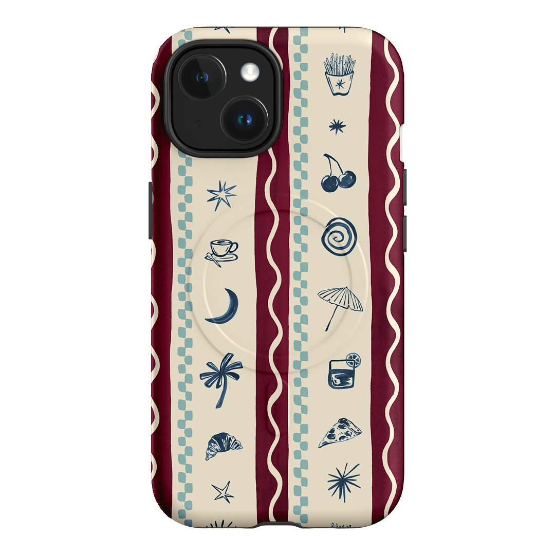 Summer Snacks Burgundy Printed Phone Cases iPhone 15 / Armoured MagSafe by Charlie Taylor - The Dairy