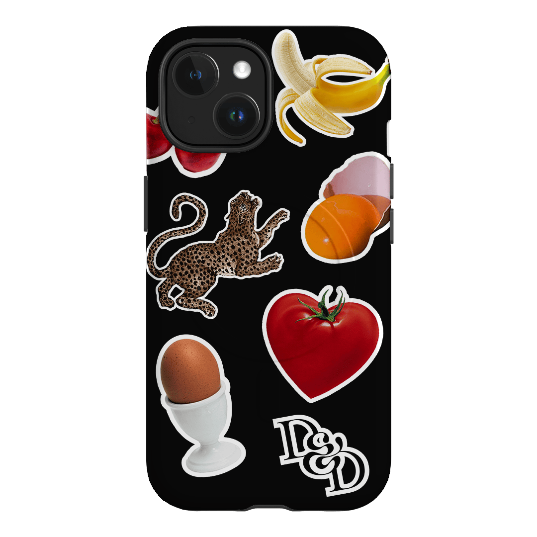 Sunday Stickers Black Printed Phone Cases iPhone 15 / Armoured MagSafe by Desmond & Dempsey - The Dairy