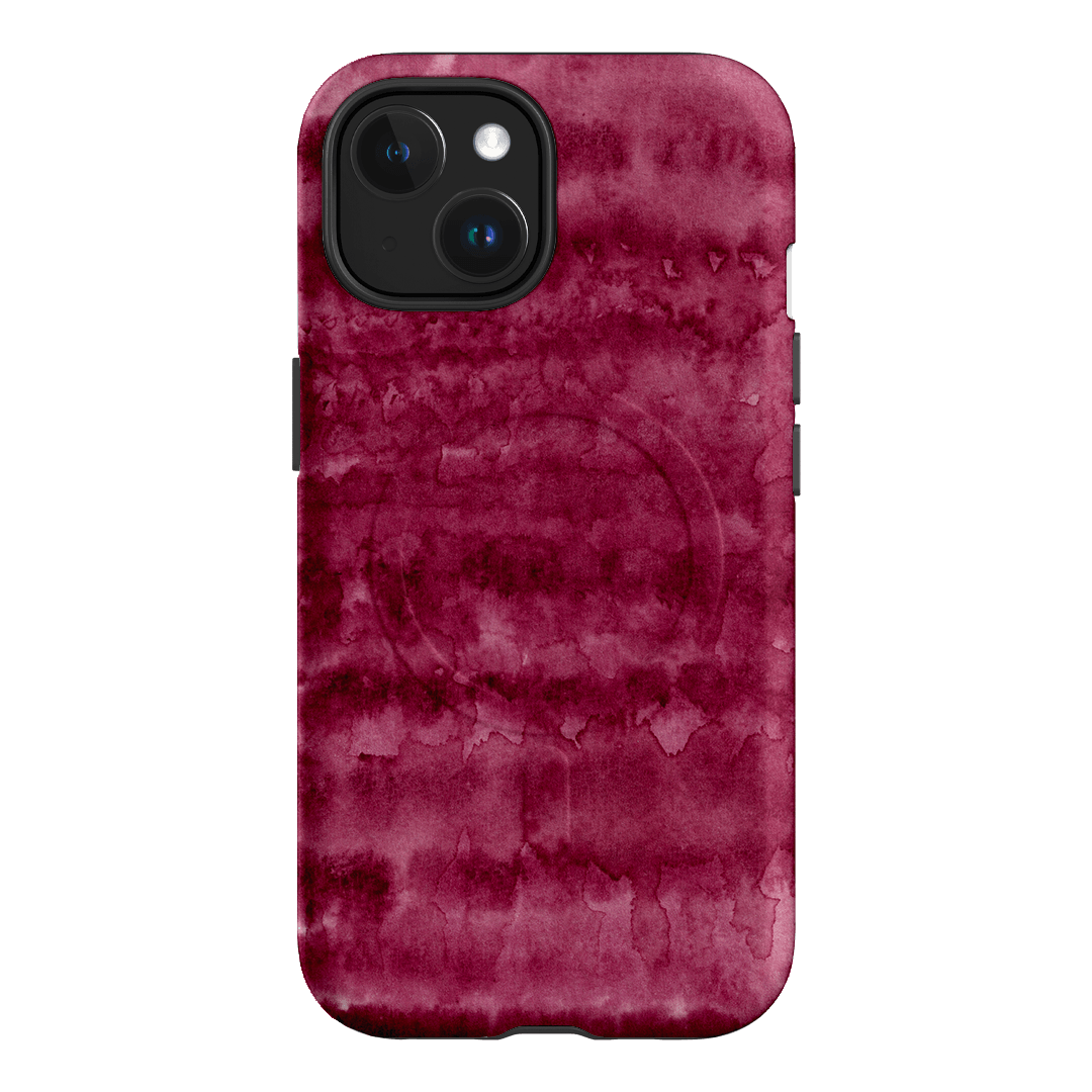 Watercolour Stripes Burgundy Printed Phone Cases iPhone 15 / Armoured MagSafe by The Dairy - The Dairy