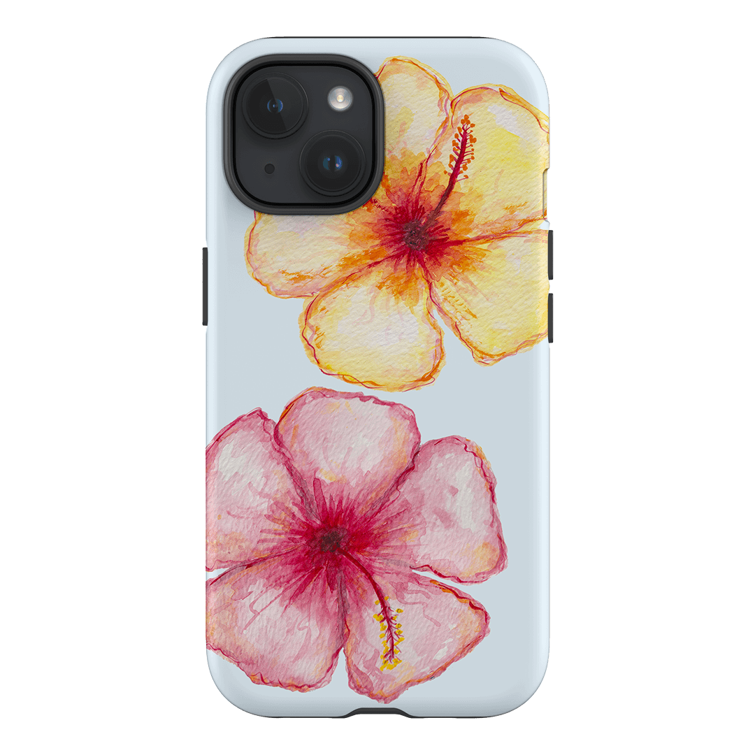 Hibiscus Flower Blue Printed Phone Cases iPhone 15 / Armoured by BG. Studio - The Dairy