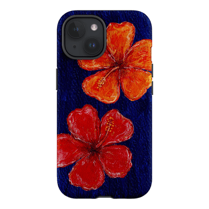 Hibiscus Flower Deep Blue Printed Phone Cases iPhone 15 / Armoured by BG. Studio - The Dairy