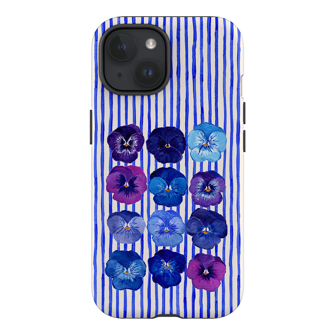 Striped Pansies Printed Phone Cases iPhone 15 / Armoured by Kayla Henley - The Dairy