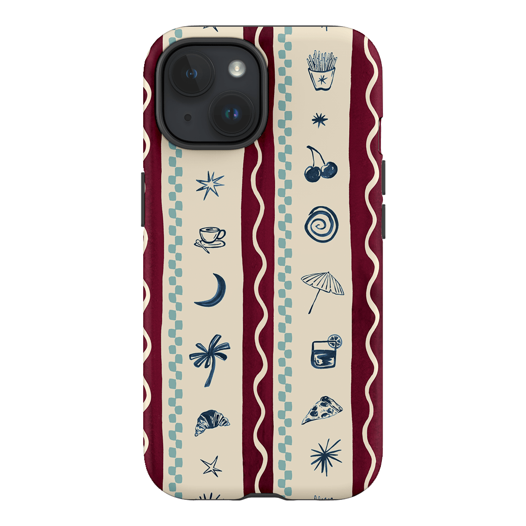 Summer Snacks Burgundy Printed Phone Cases iPhone 15 / Armoured by Charlie Taylor - The Dairy
