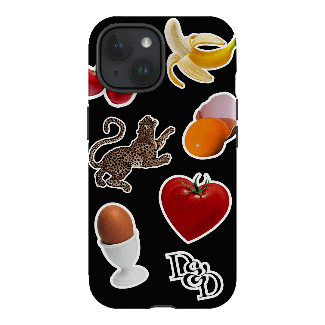 Sunday Stickers Black Printed Phone Cases iPhone 15 / Armoured by Desmond & Dempsey - The Dairy
