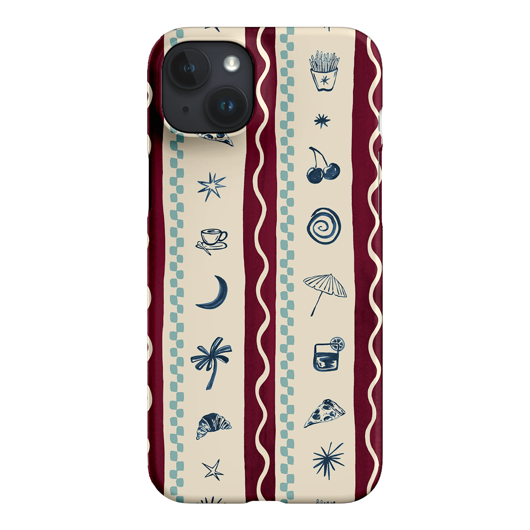 Summer Snacks Burgundy Printed Phone Cases iPhone 15 Plus / Snap by Charlie Taylor - The Dairy