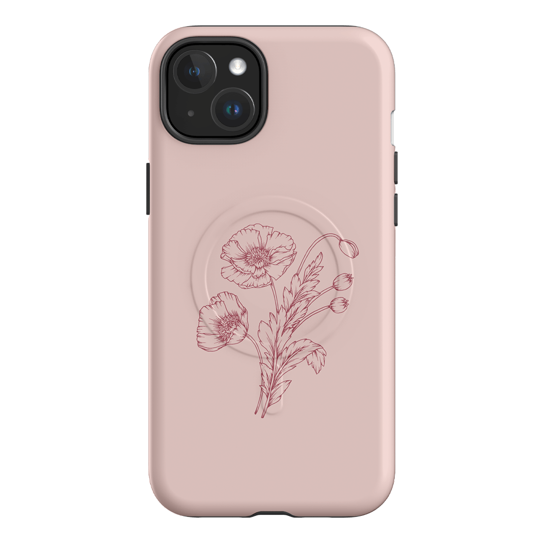 Blush Poppies Printed Phone Cases iPhone 15 Plus / Armoured MagSafe by Typoflora - The Dairy