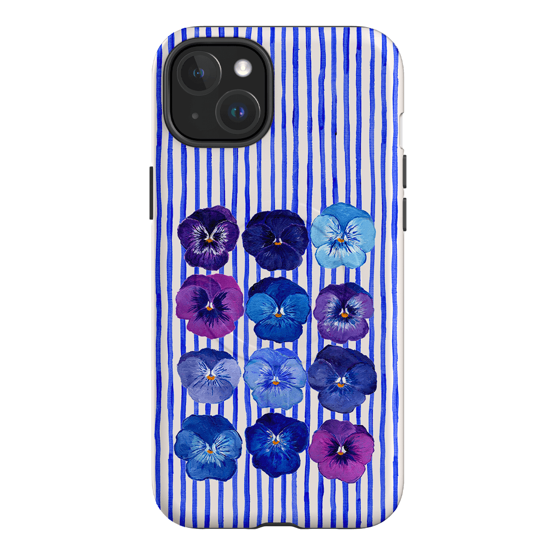 Striped Pansies Printed Phone Cases iPhone 15 Plus / Armoured MagSafe by Kayla Henley - The Dairy