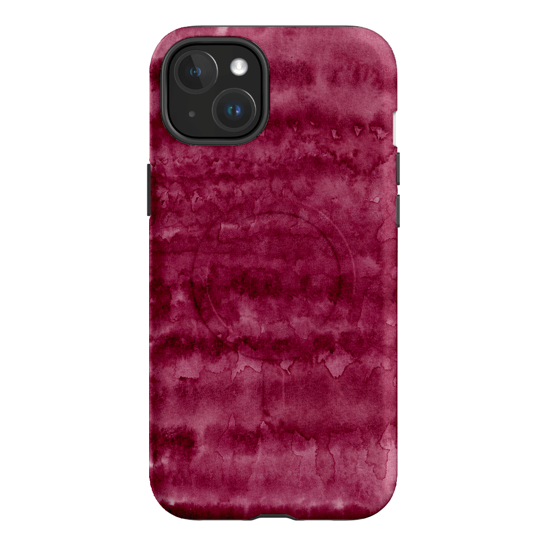 Watercolour Stripes Burgundy Printed Phone Cases iPhone 15 Plus / Armoured MagSafe by The Dairy - The Dairy