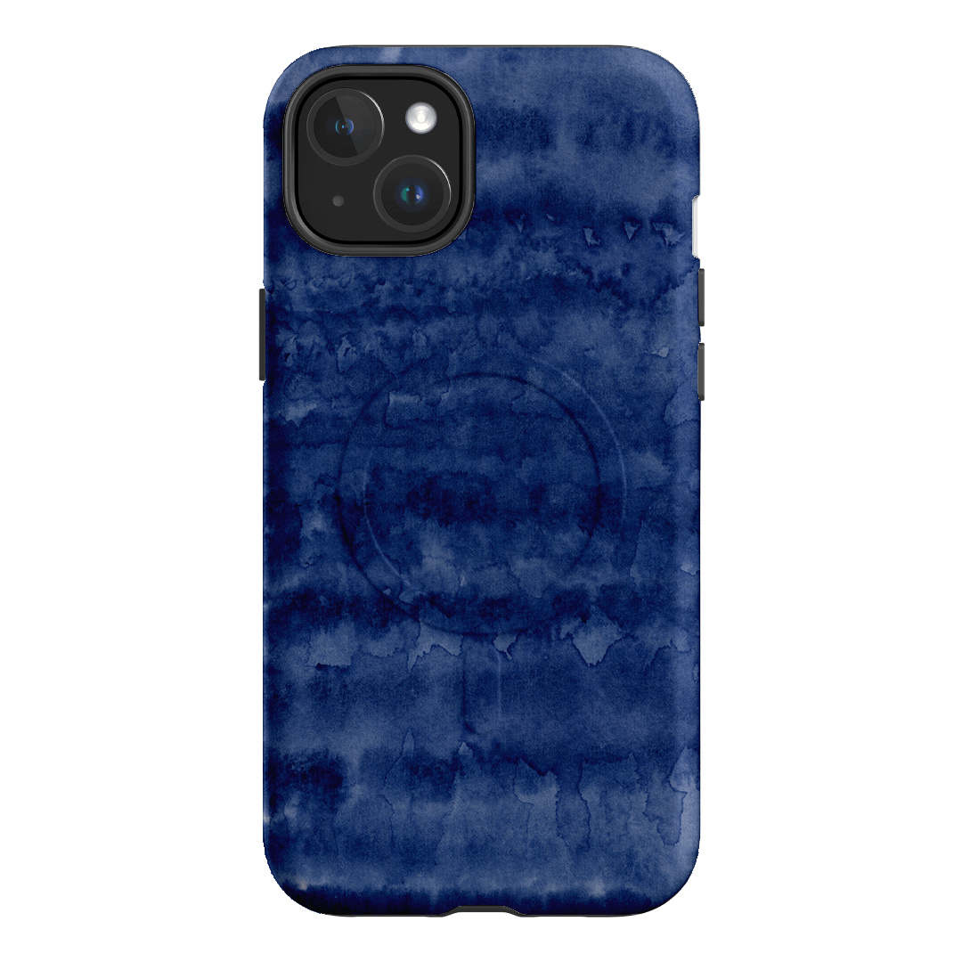 Watercolour Stripes Navy Printed Phone Cases iPhone 15 Plus / Armoured MagSafe by The Dairy - The Dairy