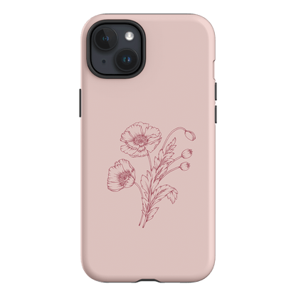 Blush Poppies Printed Phone Cases iPhone 15 Plus / Armoured by Typoflora - The Dairy
