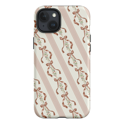 Bow Stripe Printed Phone Cases iPhone 15 Plus / Armoured by Veronica Tucker - The Dairy