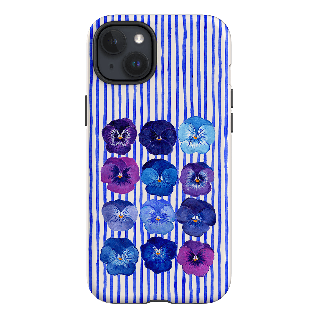 Striped Pansies Printed Phone Cases iPhone 15 Plus / Armoured by Kayla Henley - The Dairy