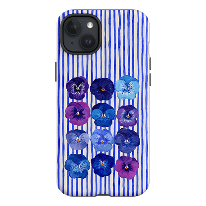 Striped Pansies Printed Phone Cases iPhone 15 Plus / Armoured by Kayla Henley - The Dairy