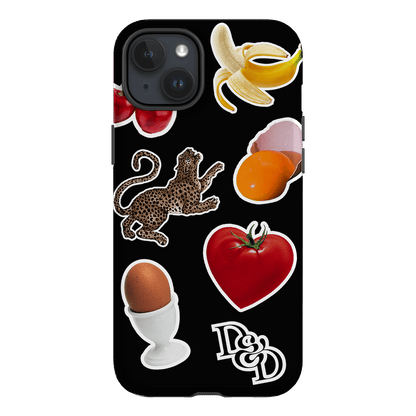 Sunday Stickers Black Printed Phone Cases iPhone 15 Plus / Armoured by Desmond & Dempsey - The Dairy