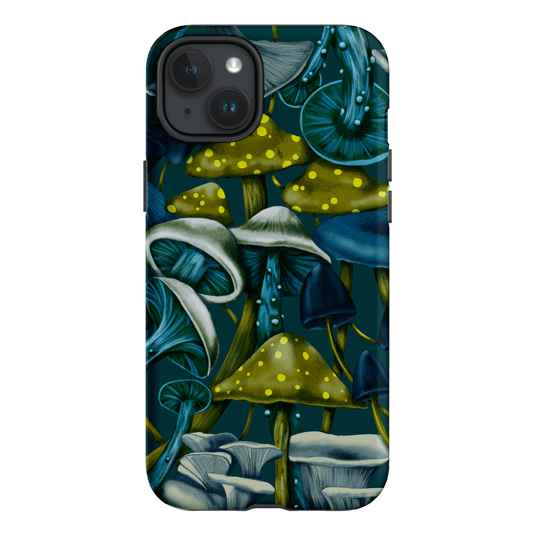 Shrooms Blue Printed Phone Cases iPhone 15 Plus / Armoured by Kelly Thompson - The Dairy