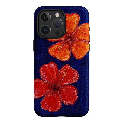 Hibiscus Flower Deep Blue Printed Phone Cases iPhone 15 Pro Max / Armoured MagSafe by BG. Studio - The Dairy