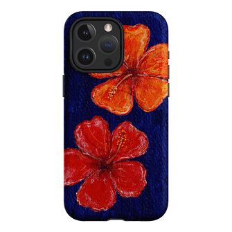Hibiscus Flower Deep Blue Printed Phone Cases iPhone 15 Pro Max / Armoured MagSafe by BG. Studio - The Dairy