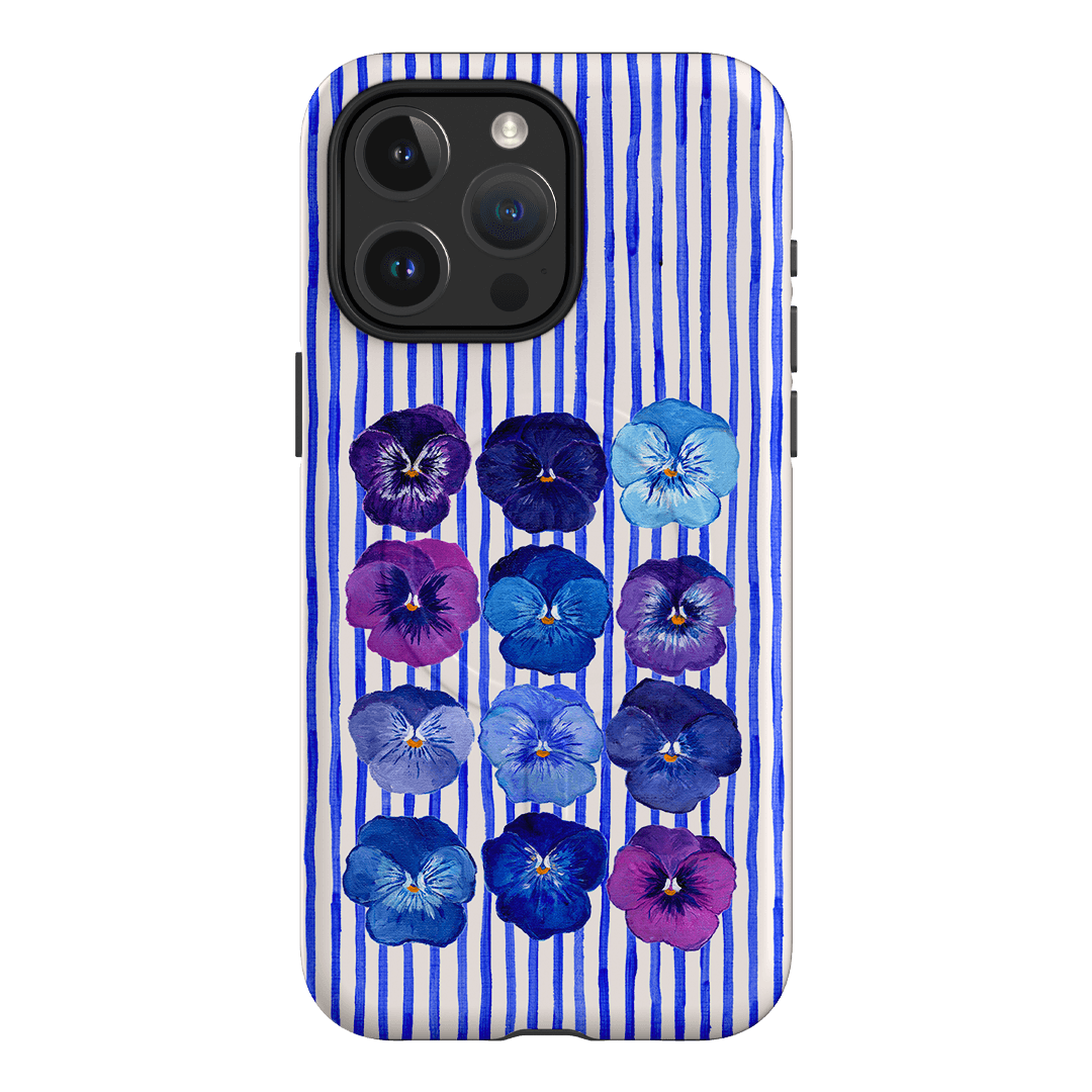 Striped Pansies Printed Phone Cases iPhone 15 Pro Max / Armoured MagSafe by Kayla Henley - The Dairy