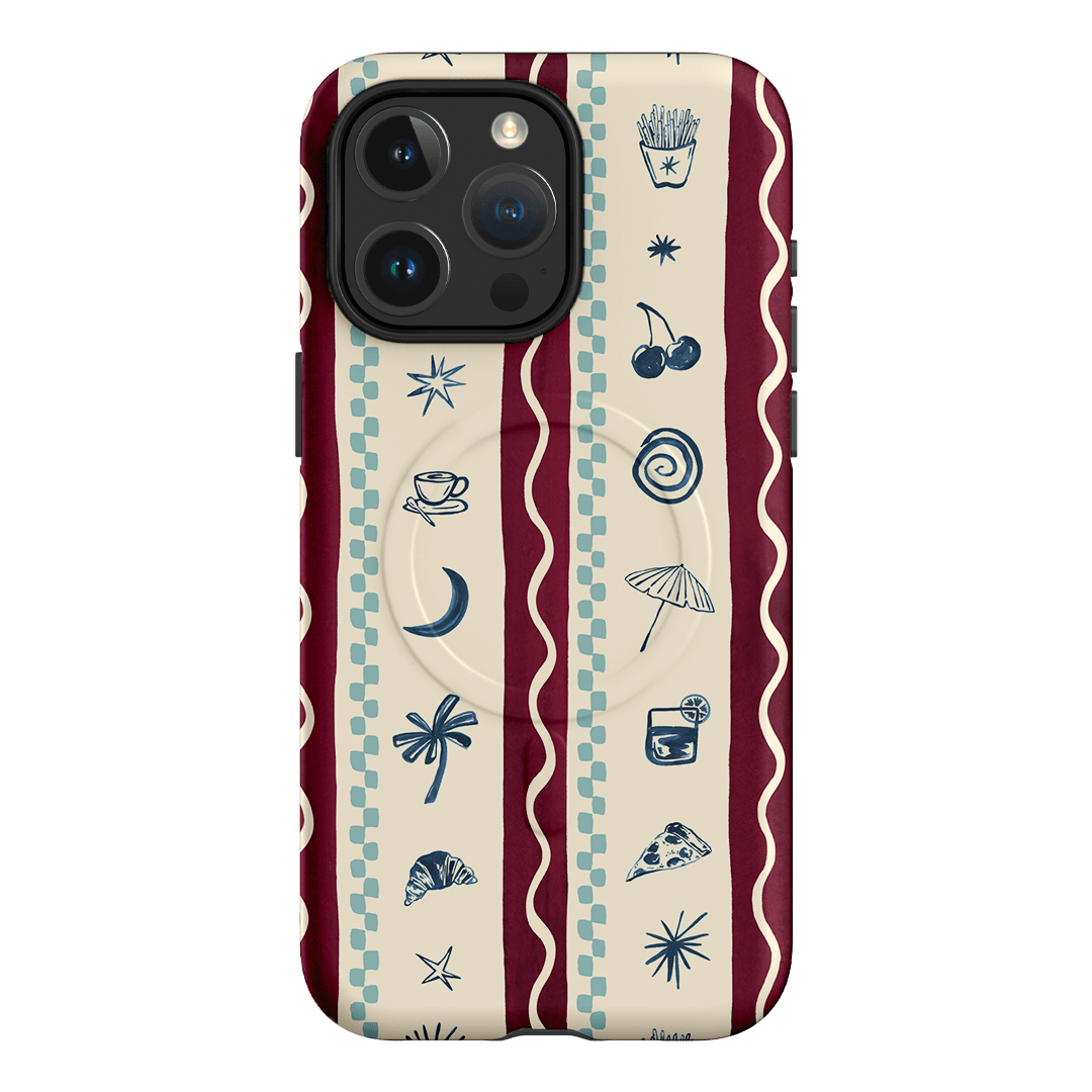 Summer Snacks Burgundy Printed Phone Cases iPhone 15 Pro Max / Armoured MagSafe by Charlie Taylor - The Dairy