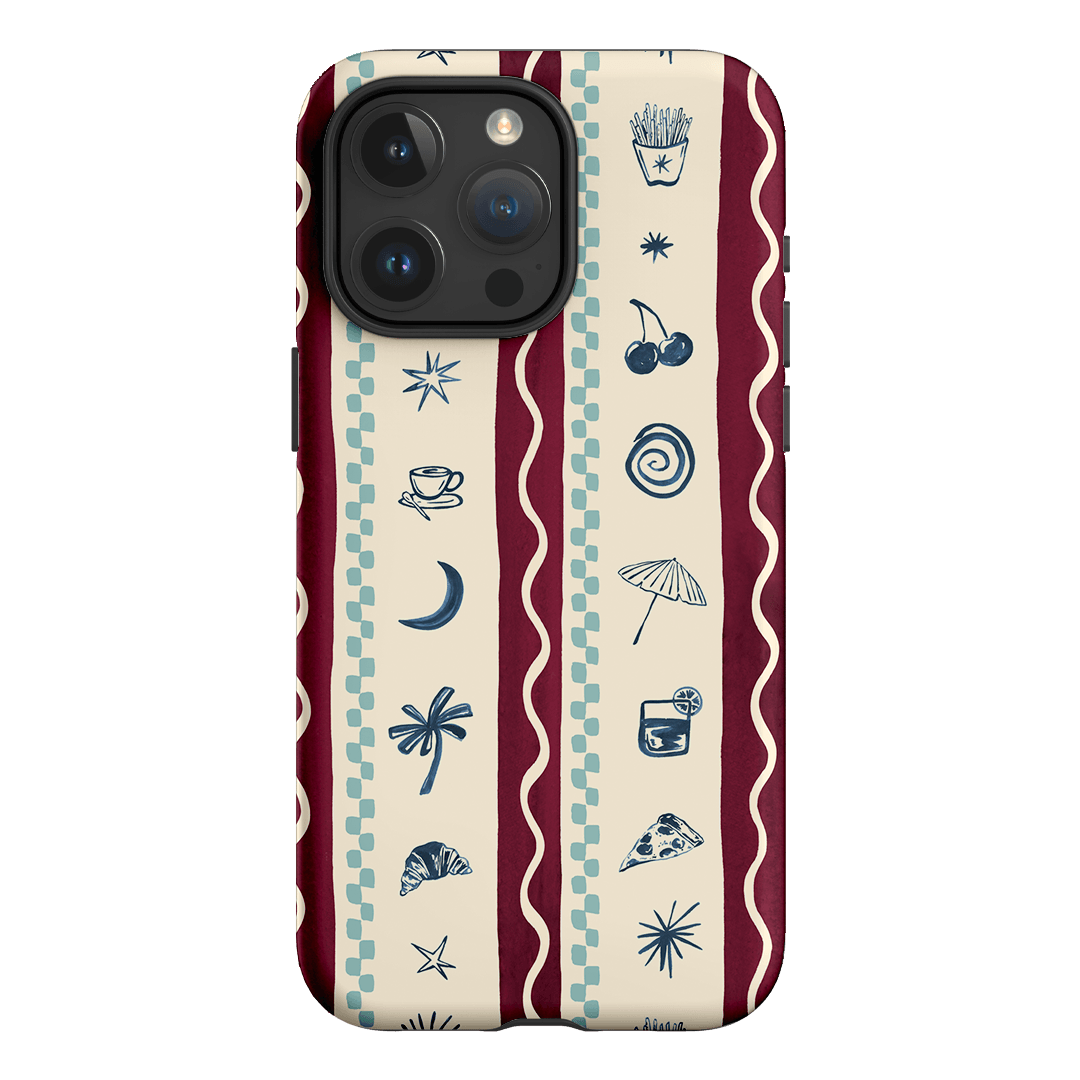 Summer Snacks Burgundy Printed Phone Cases iPhone 15 Pro Max / Armoured by Charlie Taylor - The Dairy